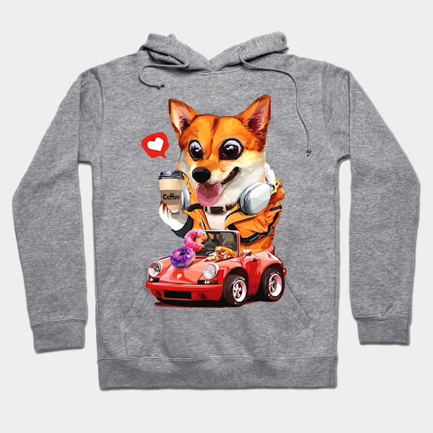 Driving Cute Corgi Hoodie by pxl_g